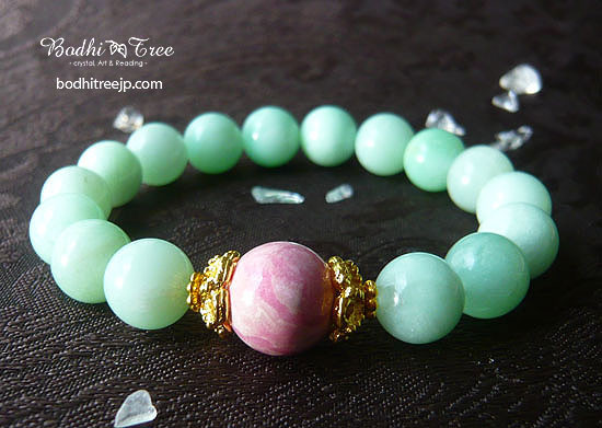 【送料無料】インカローズ＆グリーンムーン・ブレスレット