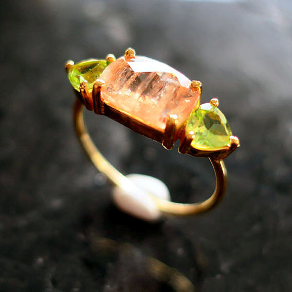 Imperial topaz + Peridot SVK 18 GP戒指 第2張的照片