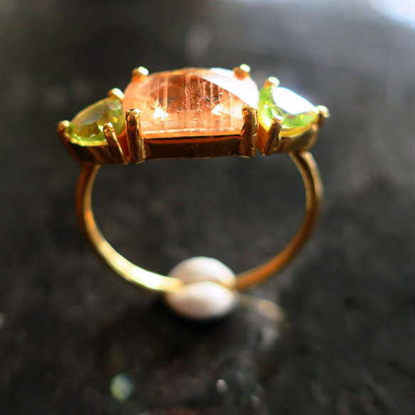 Imperial topaz + Peridot SVK 18 GP戒指 第3張的照片