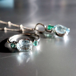 【Creema限量彈簧袋】Aqua＆Emerald組合SVPH＆戒指套裝（免運費） 第5張的照片