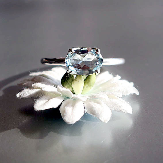 アクアマリン リング 爪留 sv925 #9 3月誕生石｜天然石ジュエリー × 春の誕生石2025