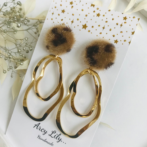 ピアス イヤリング .* レオパード ファー レオパードピアス 豹柄