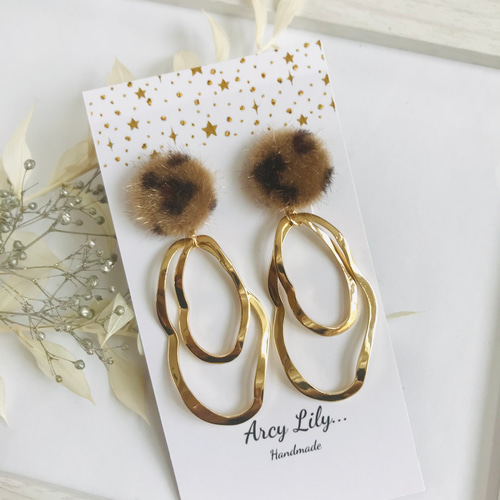 ピアス イヤリング .* レオパード ファー レオパードピアス 豹柄