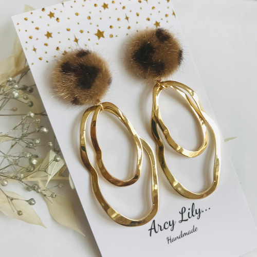 ピアス イヤリング .* レオパード ファー レオパードピアス 豹柄