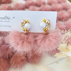 106 ビジュー付き高級ピアス✖︎ミンクファー　ピアスorイヤリング 106 ビジュー付き高級ピアス✖︎ミンクファー ピアスorイヤリング