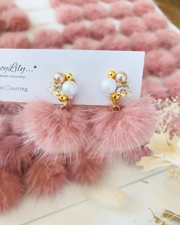 ♡ハンドメイド♡ビジューピアスイヤリング№880 冬支度ハンドメイド2021 』 ◇8色展開◇ スター ビジュー ファー