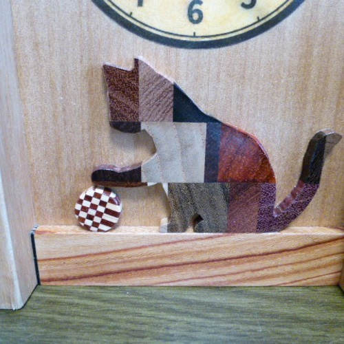 電波時計＋フォトスタンド 猫の寄木細工 2000円引きに変更