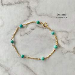 送料無料✴︎No.100✴︎14kgf✴︎ターコイズチェーンブレスレット✴︎turquoise bracelet✴︎ 1枚目の画像