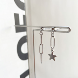 chain＋☆star & moon 3 piece set  (3点セット) オールステンレス ピアス 5枚目の画像