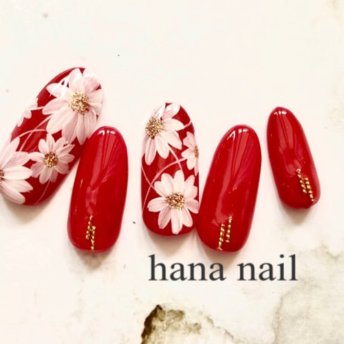 フラワーアートネイルチップ オーバル ネイルチップ（つけ爪） hana