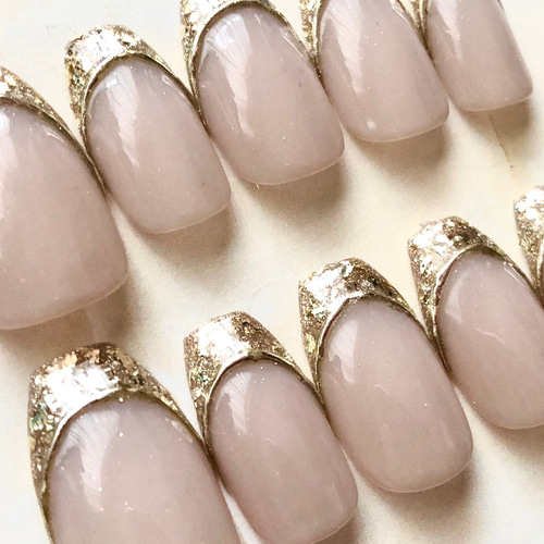 ガラスフレンチ ニュアンスネイル バレリーナチップ ネイルチップ  