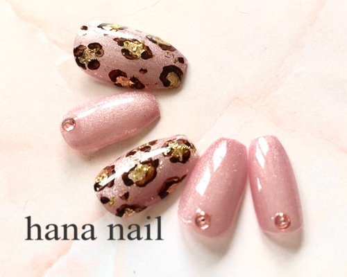 オーダーネイルチップNo.76 レオパード柄 大人可愛い マグネットベース オーダーネイルチップNo.76 レオパード柄 大人可愛い マグネット