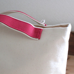 キャンバスバッグ (S)　手提げ ランチバッグ エコバッグ バッグインバッグ 内ポケット 帆布 ピンク 生成り 白 42 5枚目の画像