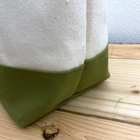 新色 キャンバスバッグ(M)プレゼント 手提げ  バッグインバッグ ポケット 帆布 モスグリーン 緑107 3枚目の画像