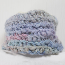 イタリア製毛糸 Delanna 首すっぽり極暖手編みスヌード ウール裏地付き改良版 綿菓子のように軽い虹色パステルカラー 3枚目の画像
