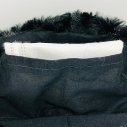 【送料無料】ポケット付き 極暖もこもこブラック 黒のファーリーエコファー 内側リネンで呼吸も楽々仕様 防寒用冬マスク 5枚目の画像