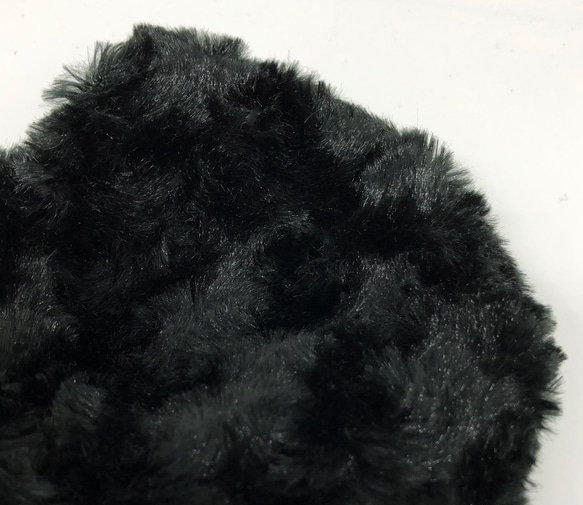 【送料無料】ポケット付き 極暖もこもこブラック 黒のファーリーエコファー 内側リネンで呼吸も楽々仕様 防寒用冬マスク 7枚目の画像