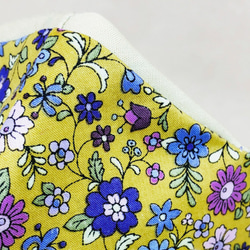 內袋芥末自由花卉圖案棉層黃綠色環保布面罩 第4張的照片