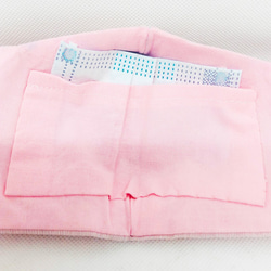 【再販】ポケット付き 立体コットンマスク 春モデル 淡い桜色とベビーピンクのレイヤード重ね ペールトーンの薄桃色 7枚目の画像