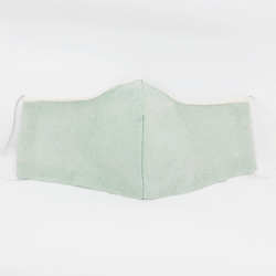 【再販】ポケット付き 立体コットンマスク 春モデル 新緑の淡いミントグリーンと生成り レイヤード重ねのシャーベットカラー 2枚目の画像