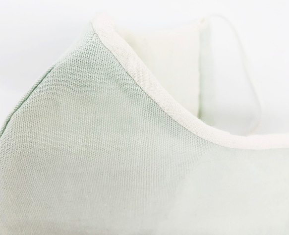【再販】ポケット付き 立体コットンマスク 春モデル 新緑の淡いミントグリーンと生成り レイヤード重ねのシャーベットカラー 3枚目の画像