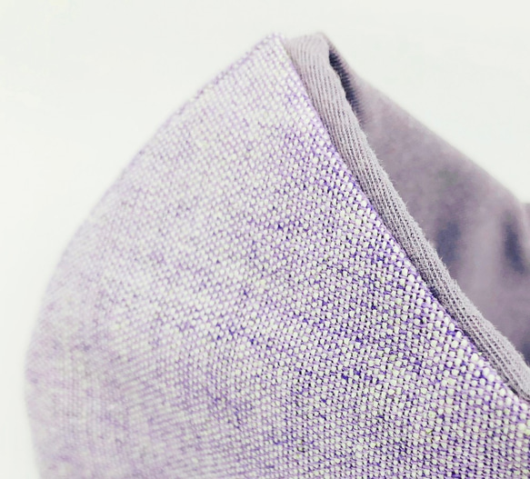 【送料無料】ポケット付き 軽やか立体リネン 春マスク 菖蒲色と紫苑色 ラベンダーグレーのすみれ紫陽花風 和モダン 3枚目の画像
