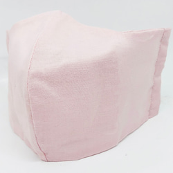 内ポケ付きエコな布マスク  軽やかコットンリネン 上品な淡い桜のベビーピンク ペールトーンの乙女椿色 1枚目の画像