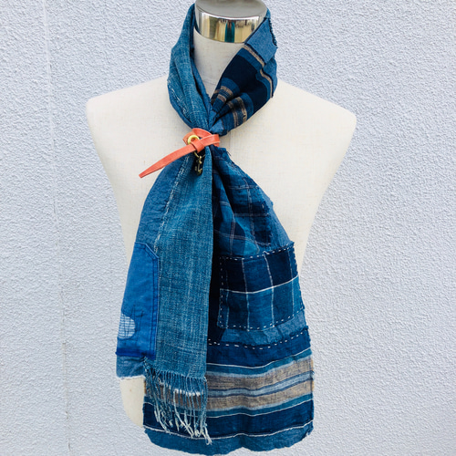 古道具インディゴパッチワーク生地