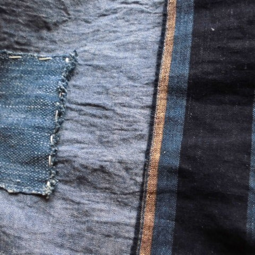 古道具インディゴパッチワーク生地