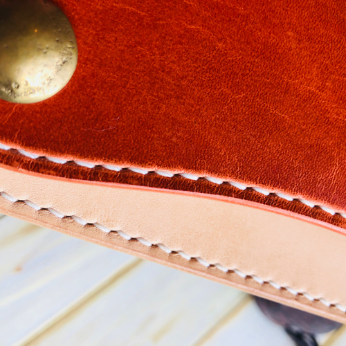 ホースハイド×ステアハイド ヌメ革 ロングウォレット 手縫い