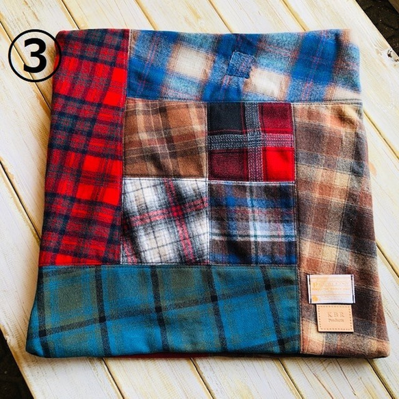 Vintage Pendleton リメイク パッチワーク ウールクッションカバー ペンドルトン 45×45 ver.1 7枚目の画像