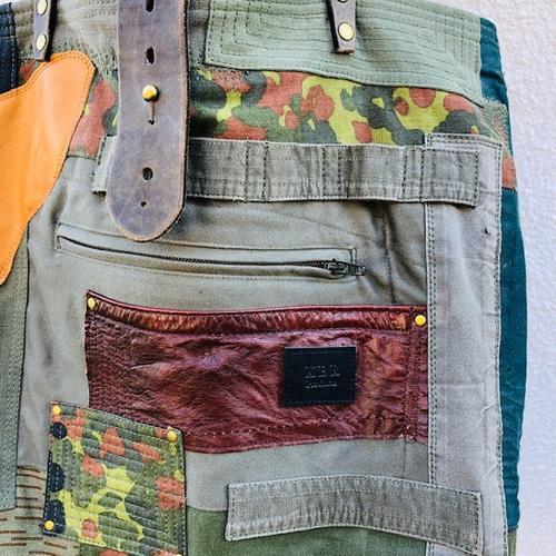 ミリタリーリメイクトートバッグ ARMY パッチワーク トートバッグ KBR