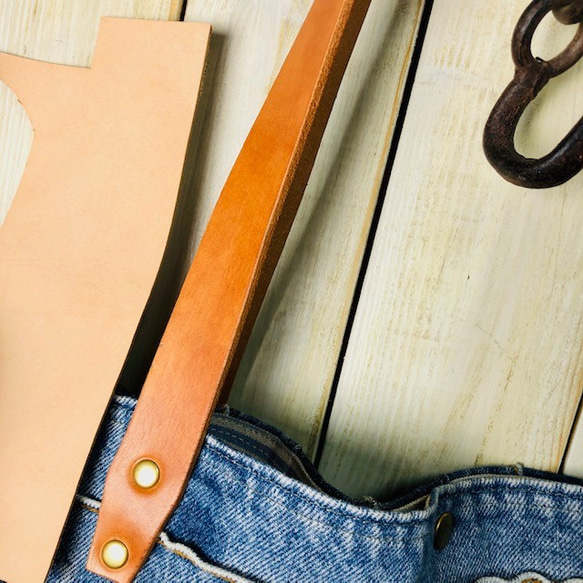 リメイクデニム　パッチワーク トートバッグ  (L)  ヴィンテージデニム ヴィンテージリネン 9枚目の画像