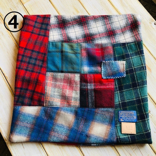 Vintage Pendleton リメイク パッチワーク ウールクッション Vintage Pendleton リメイク パッチワーク ウールクッション