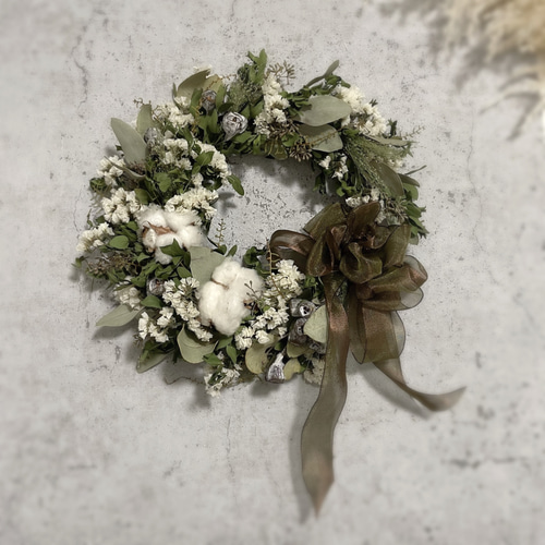 ホワイトリース コットンフラワーのホワイトリース リース a.rose 通販 12912940