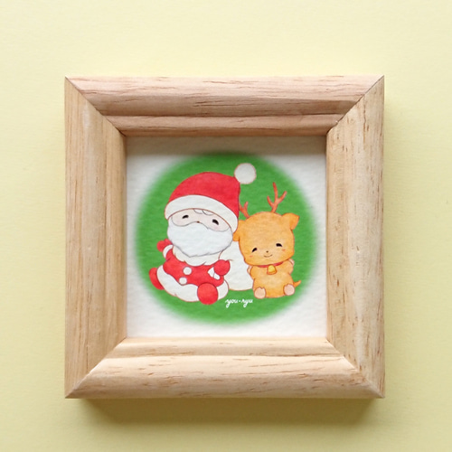 複製ミニイラスト「サンタちゃんとトナカイちゃん」 イラスト you-ryu