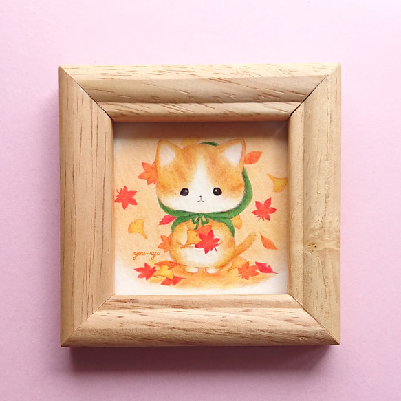 油絵　マミ　幸せを呼ぶピンク色の猫 油絵 マミ様専用 幸せを呼ぶピンク色の猫