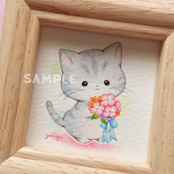 複製ミニイラスト 子猫ちゃん「ありがとうの贈りもの」 2枚目の画像