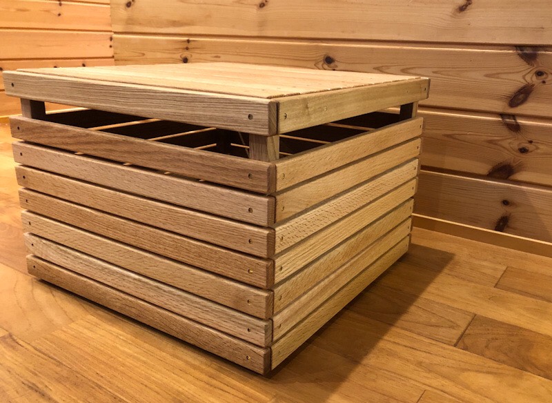 wood storage box【oak】 (収納/ボックス/ストレージ/テーブル/キャンプ/アウトドア)
