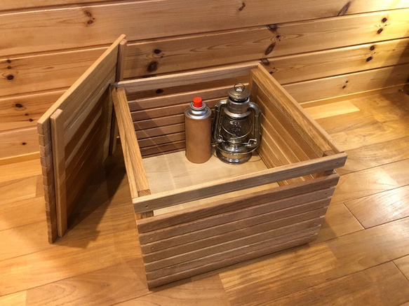 wood storage box【oak】 (収納/ボックス/ストレージ/テーブル/キャンプ/アウトドア) 4枚目の画像