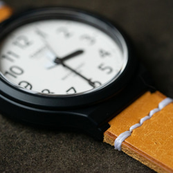 （受注生産）シンプルで軽い時計チプカシとヌメ革手縫いのベルト プエブロ イエロー　 7枚目の画像