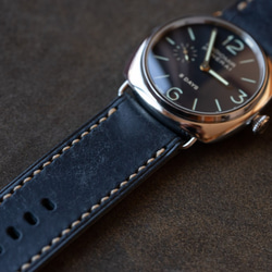 革のベルト ラグ幅26mmの腕時計用 286/26 PUEBLO NVY / Beige  一品モノ即納 2枚目の画像
