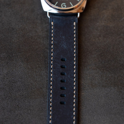 革のベルト ラグ幅26mmの腕時計用 286/26 PUEBLO NVY / Beige  一品モノ即納 4枚目の画像