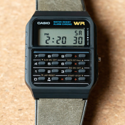 ヌメ革手縫いのベルトとシンプルで軽い時計  アシンメトリーデザイン　グレー（即納可） 7枚目の画像