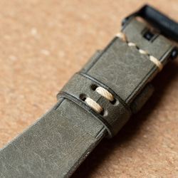 ヌメ革手縫いのベルトとシンプルで軽い時計  アシンメトリーデザイン　グレー（即納可） 10枚目の画像