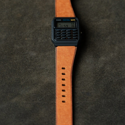 ヌメ革手縫いのベルトとシンプルで軽い時計  アシンメトリーデザイン　オルモ（即納可） 3枚目の画像