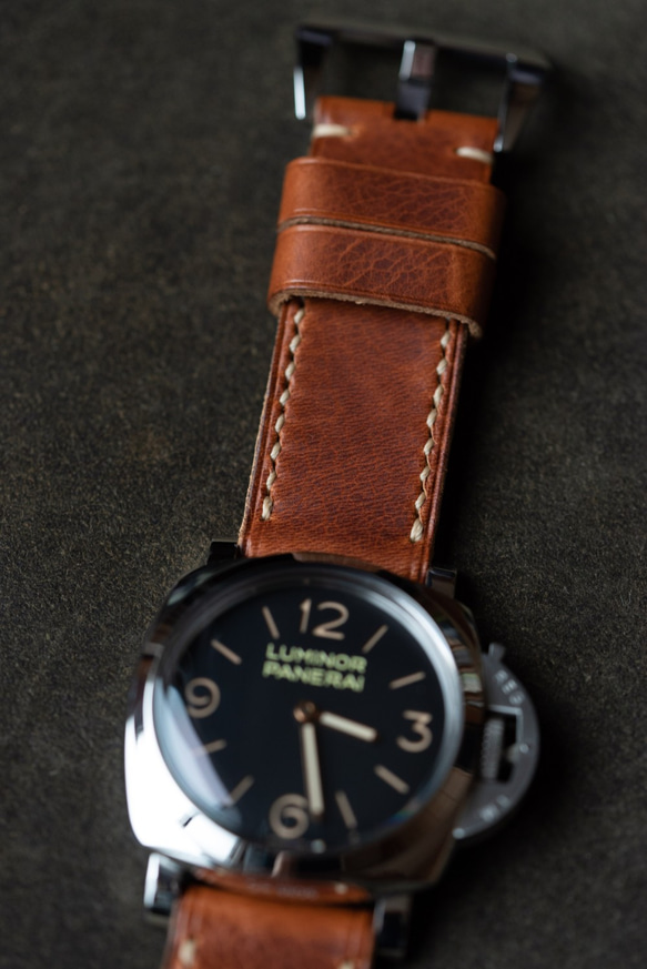 革のベルト ラグ幅26mmの腕時計用 287/26 WAXY OLM / Beige （即納可） 2枚目の画像