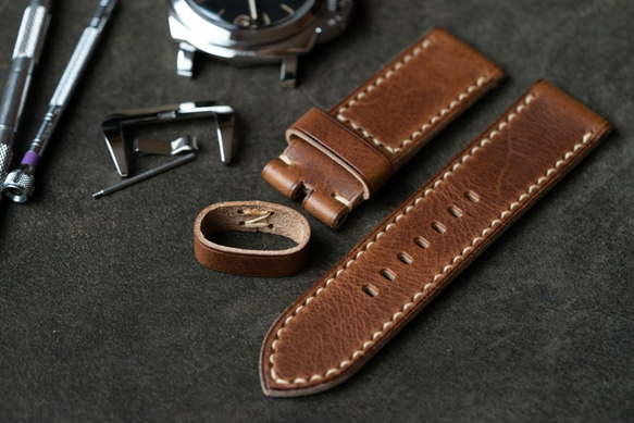 革のベルト ラグ幅26mmの腕時計用 288/26 WAXY WLN / Beige （即納可