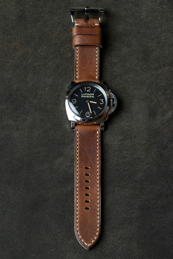 革のベルト ラグ幅26mmの腕時計用 288/26 WAXY WLN / Beige （即納可） 3枚目の画像
