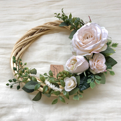 SALE】エレガントローズのリース / 造花リース ギフト バラ リース sea